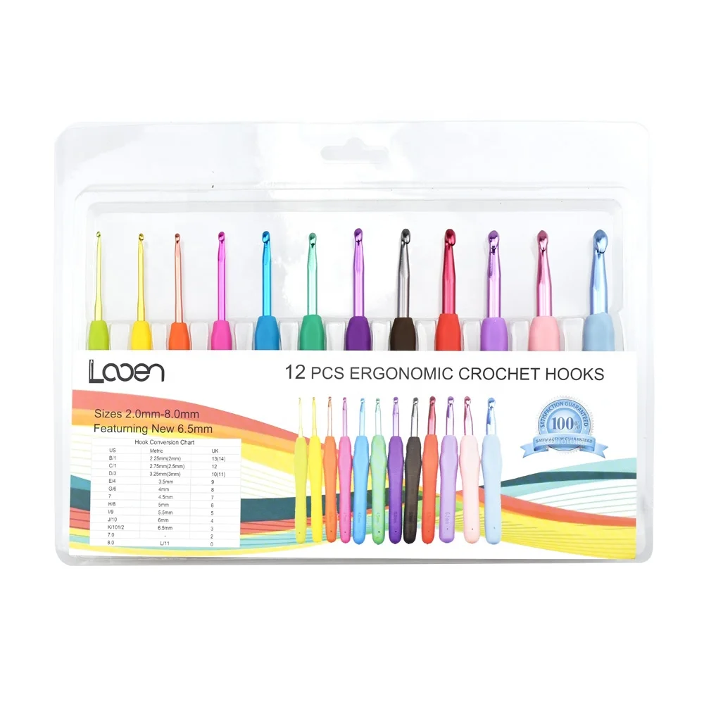 Wholesale Colorful 12 PCS  Crochet Hook Knit Set with Ergonomic Handles and Comfort Grip for Arthritic Hands