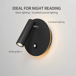 Aisilan LED Wall Lamp 6W with Switch Anti-glare reading Minimalist Wall Light hallway Living Room Background Bedside