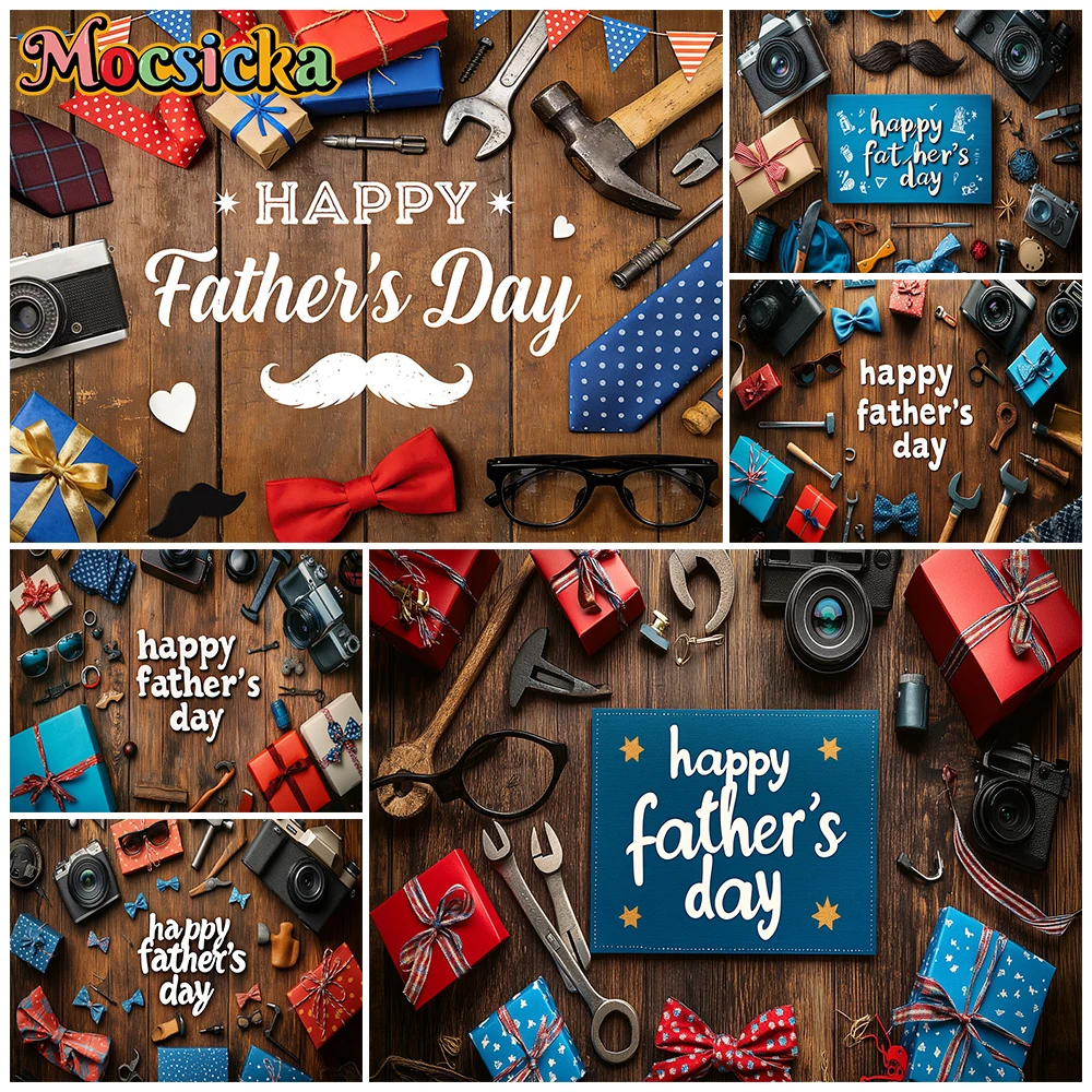 

Mocsicka Happy Father's Day Photography Background Festival Party Man Portrait Backdrop Camera Tool Decor Photo Studio Wallpaper