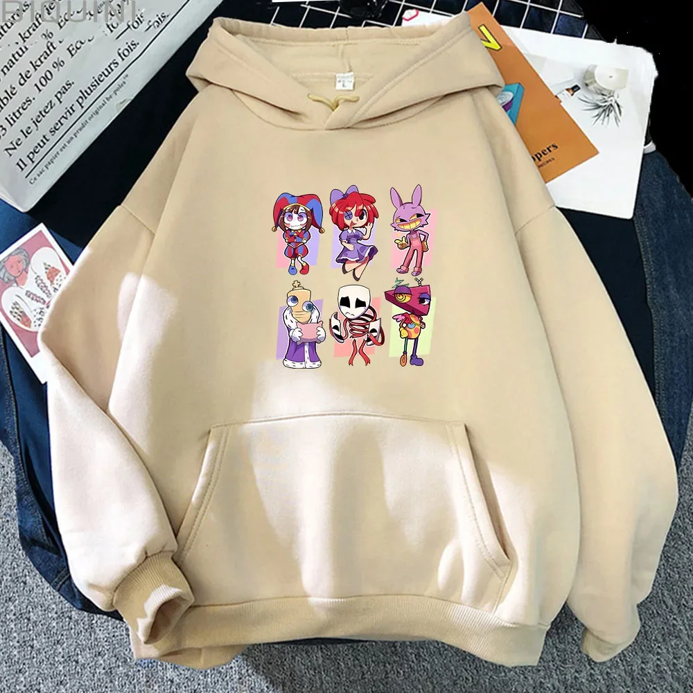 Mehrfarbige erstaunliche digitale Zirkus Hoodies Frauen Harajuku Kawaii Pomni Jax Gangle Kinger Zooble Ragatha Tops Kapuzenpullover