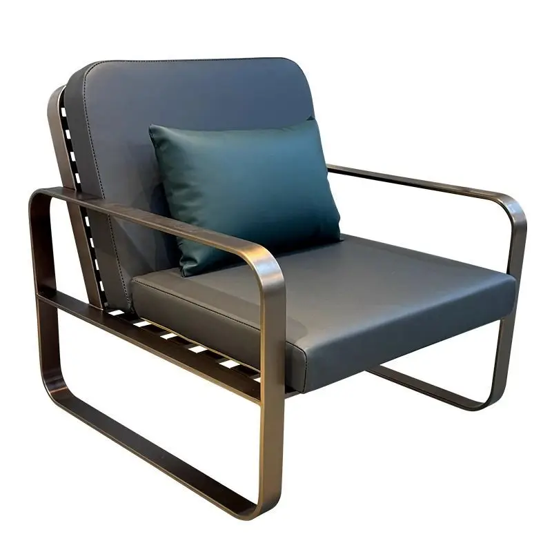 Custom Outdoor Sofa Casual Courtyard Modern Simplicity Stainless Steel Teak Coffee Table Combination Three-piece Outdoor Furnitu
