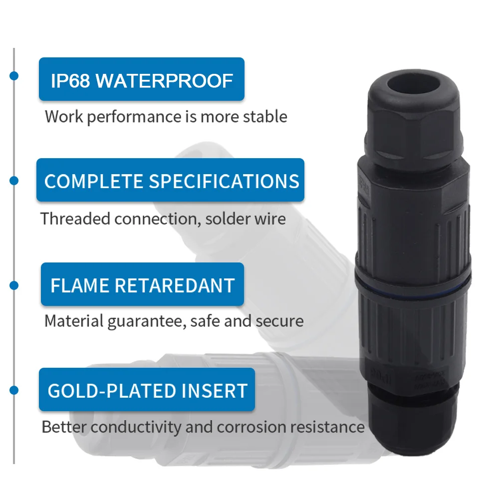 IP68 방수 케이블 커넥터, 빠른 연결, 2/3 핀 전기 단자 어댑터, 와이어 커넥터, 2 in 2 out, 3 in 3 out