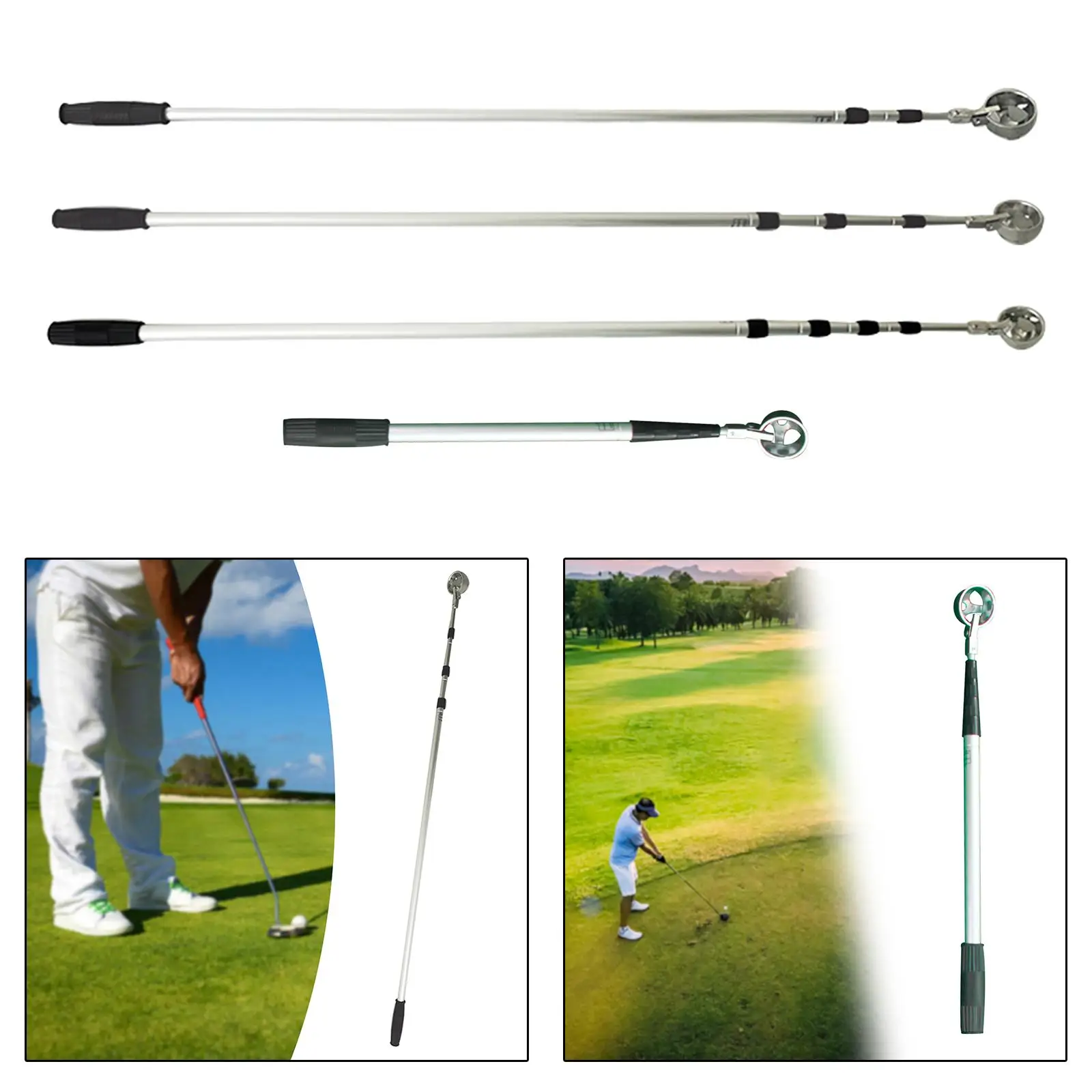Golf ball recovery, golf ball collection tool, portable retractable retractable