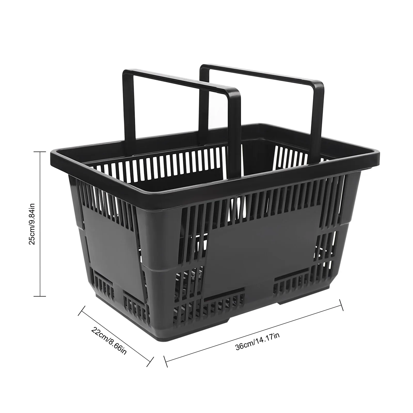 12Pcs Plastic Handheld Shopping Baskets, 28L Supermarket Shop Shopping Basket Convenient Sundries Laundry Basket with Handles