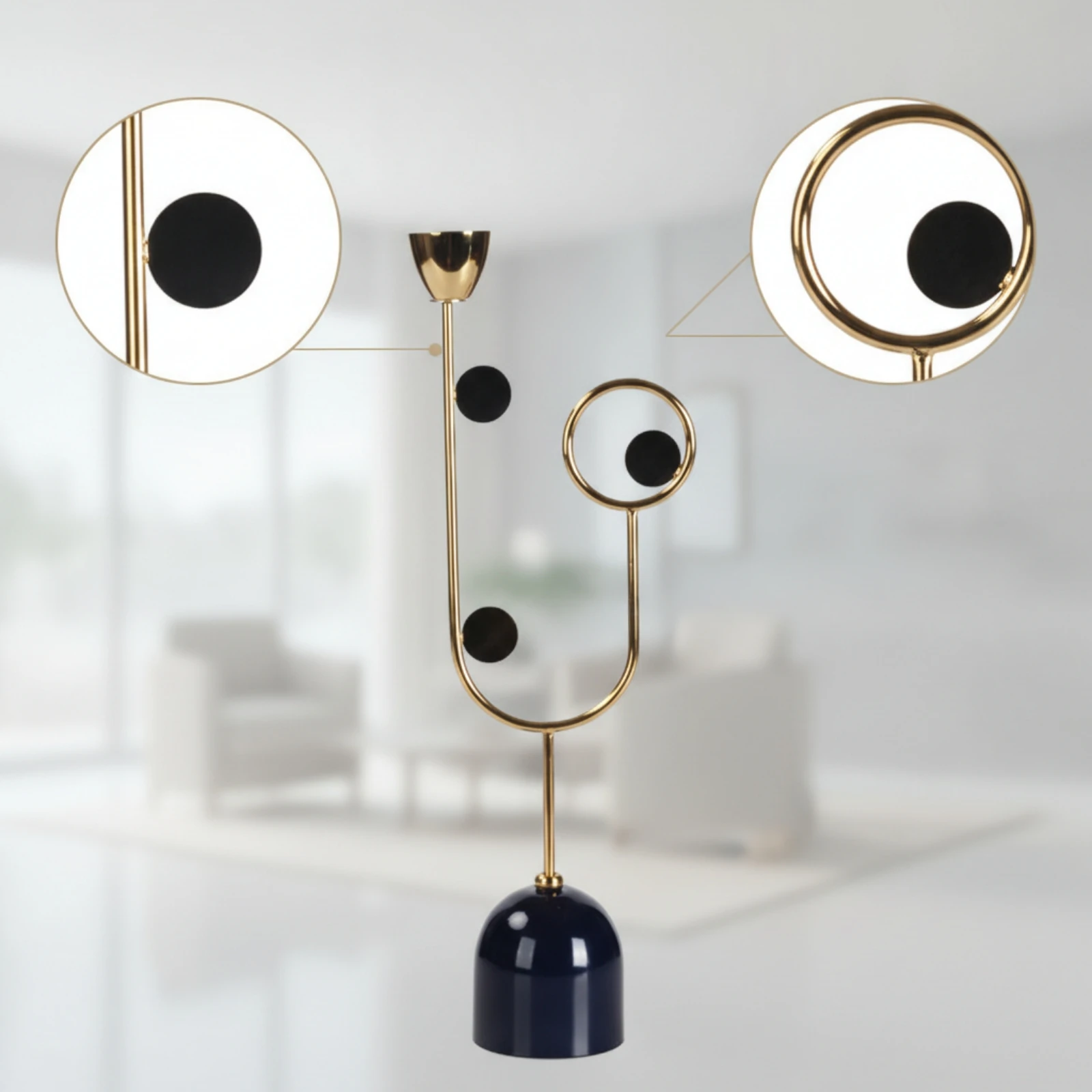 Decorative Modern Minimalist Candle Holder Gold-toned Abstract Bougeoir Geometric Sculptural Centerpiece Art for Dinner Party