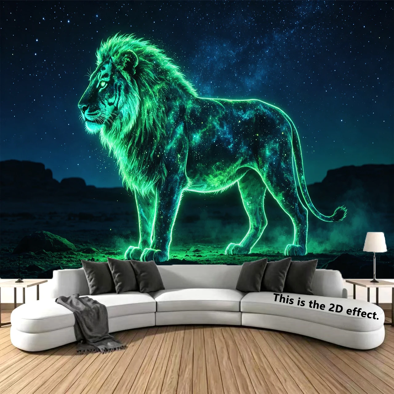 Glowing Neon Galaxy Lion Background Cloth Hanging Cloth Bedroom Bedside Decorative Wall Cloth Dormitory Tapestry