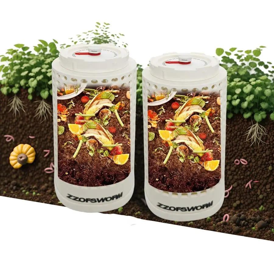 

Контейнер для компост на ферме с червями на открытом воздухе со указателем времени для системы компостирования, декомпозиционирование, кухонные отходы и рельефные садовые кровати, средние