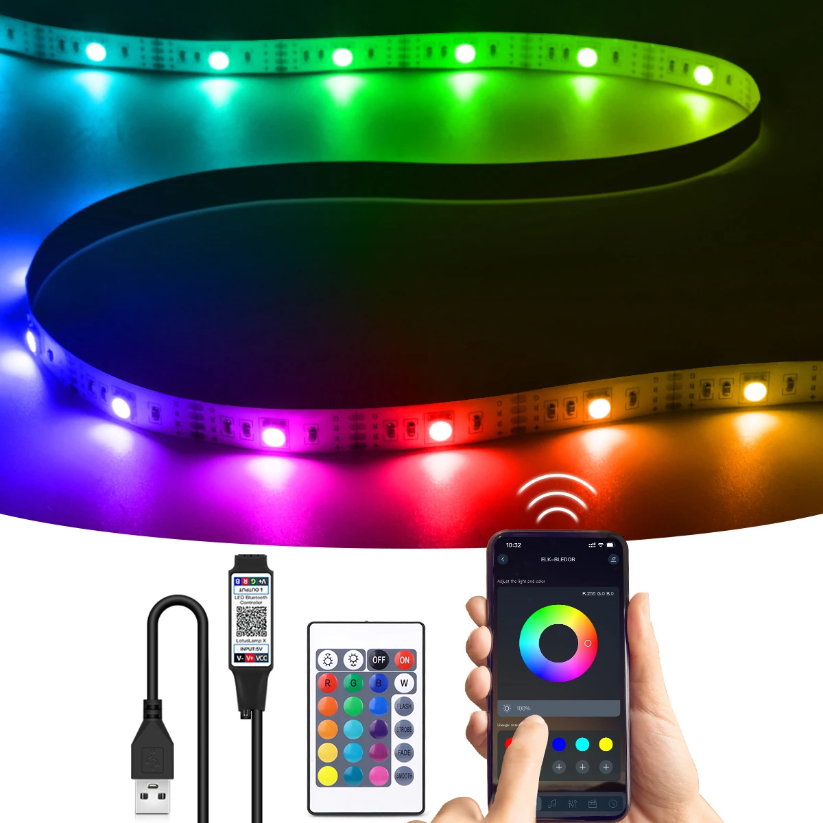 5V RGB LED Tape USB LED Strip Lights Bluetooth RGB 5050 IR Remote Music Flexible Tape for Room Wall Bedroom Christmas Decoration