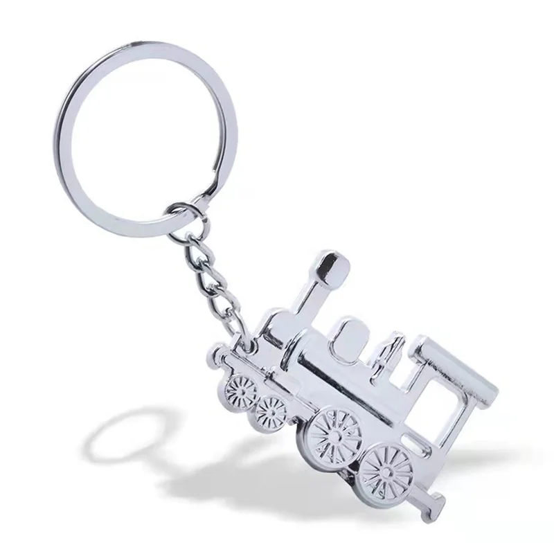 Creative Steam Train Locomotive Design Metal Keychain Punk Rock Automotive Keyring Chains