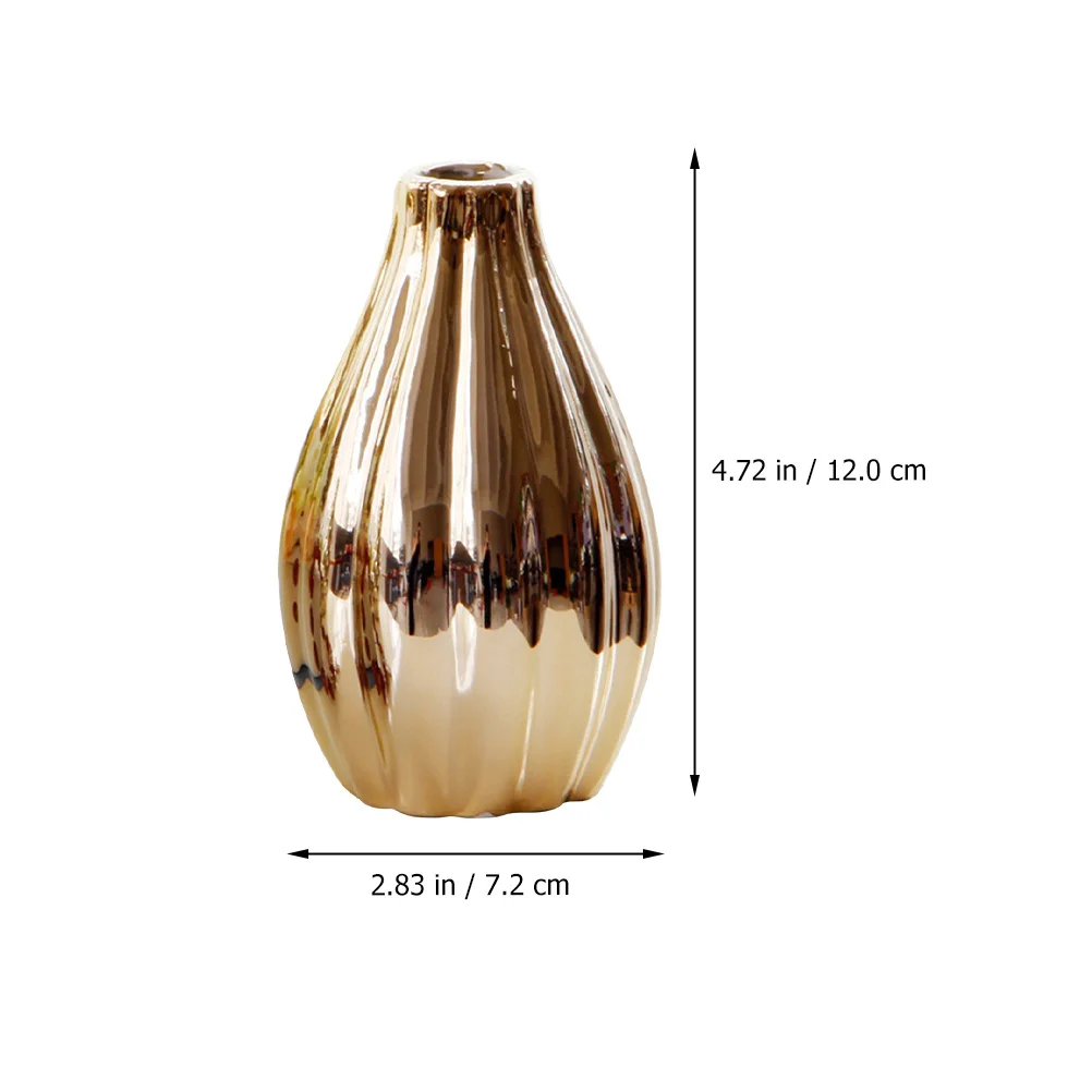 

1Pcs Golden Ceramic Vase Stylish Simple Home Office Desktop Flower Pot Plant Container Decorative Ornament Ceramic Vase