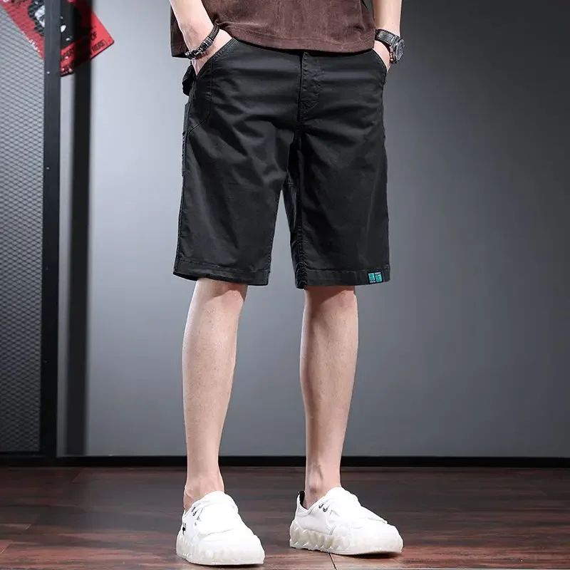 

С карманами Бермуды Половина Свободные Мешковатые Однотонные Мужские Шорты-карго Длинные Мужские Короткие Брюки Широкая Большая и Высокая Одежда Y2k Distressed