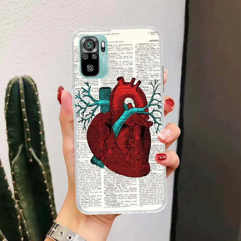 Human anatomy organ in art newspaper Colorful For Xiaomi Redmi 10 12 10A 10C 12C 9 9A 9C 9T Phone Case 8 8A 7 7A 6 6A S2 K20 K30