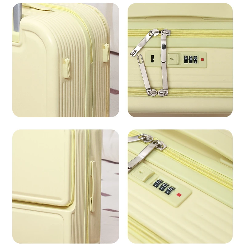 Multifunction Large Capacity Luggage  ABS Travel Bag Front Opening Woman Lightweight Luggage Zipper Rolling Suitcase Case