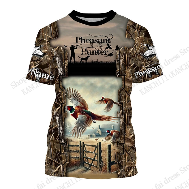New Dog Pheasant Hunting Camo 3D Print T-shirt Men Women Fashion Oversized Short Sleeve Outdoor Tops Tees Mens Clothing Animal