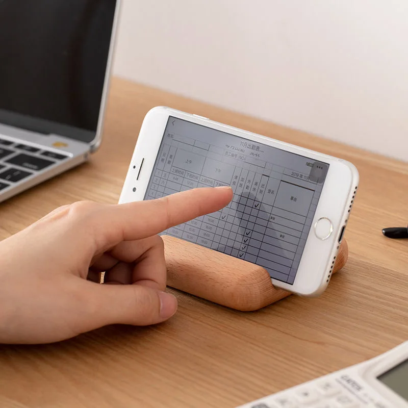 1PC supporto per telefono cellulare in legno di faggio supporto per telefono cellulare creativo supporto per telaio da ricamo scrivania Base in legno massello artigianato