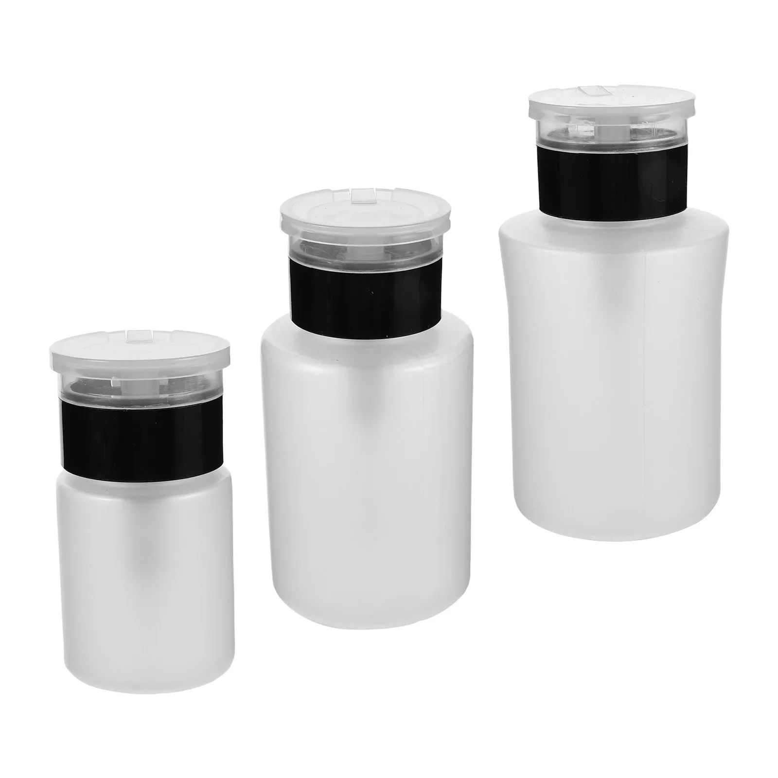 3pcs Nail Polish Remover Dispenser 60Ml 150Ml 180Ml Empty Makeup Pump Bottles Spillproof Push Down Top For Salon Travel Home Use