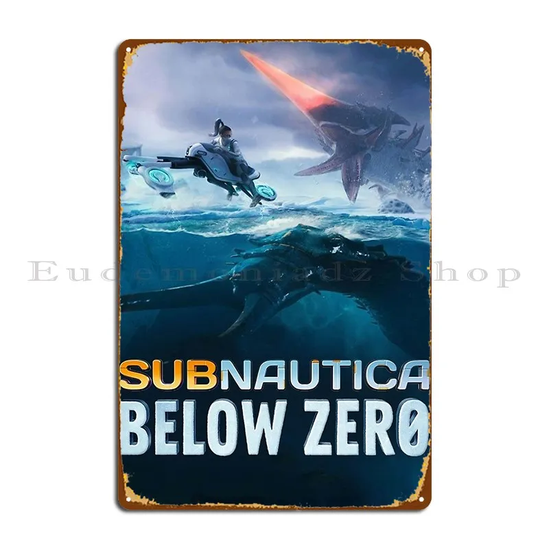 Subnautica Below Zero Cover Metal Plaque Design Iron Club Wall Decor Living Room Tin Sign Poster