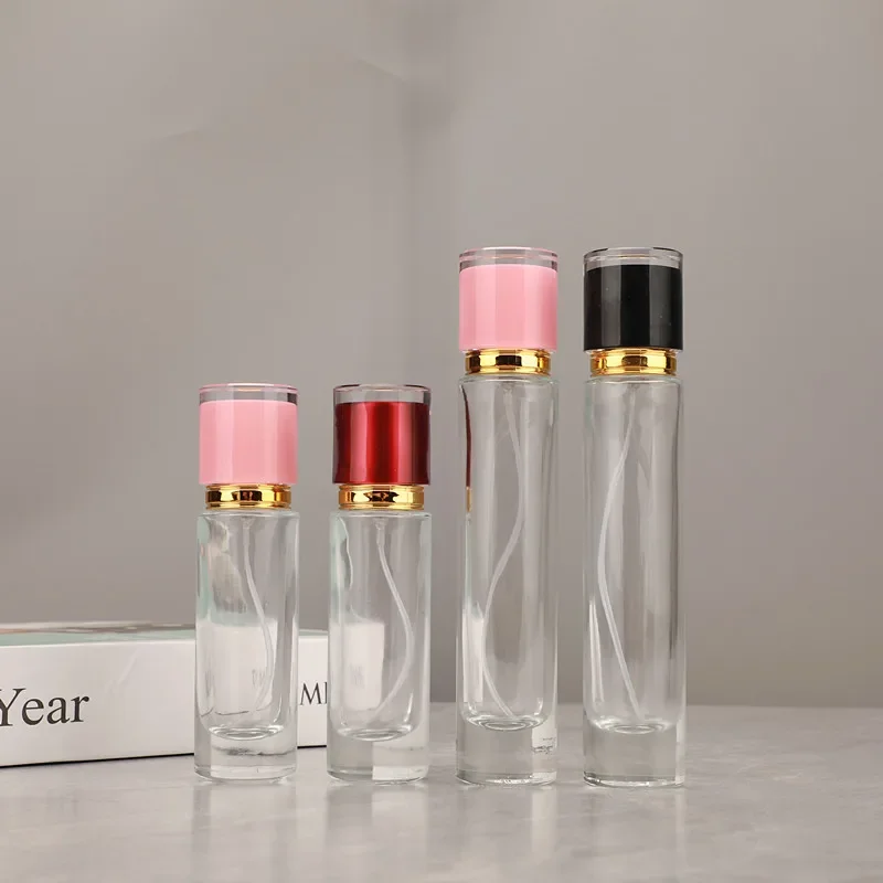 30ml 50ml Perfume Refillable Bottle Aiomize Gold Screw Pump Pink Red Lid Empty Clear Glass Fragrance Mist Spray Bottle Bottles