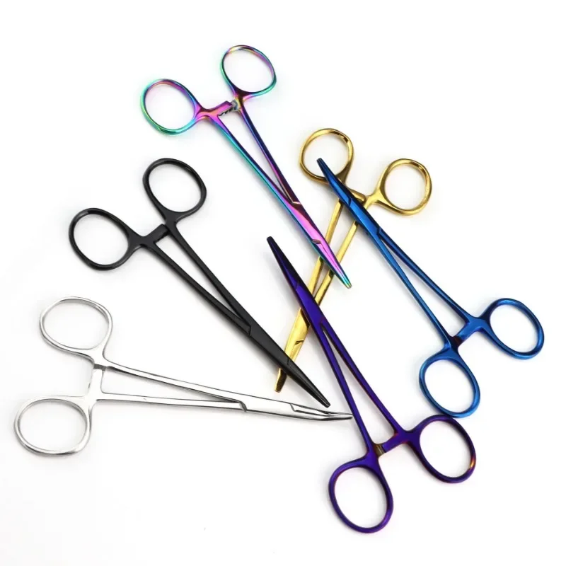 Animals Curved Trauma Hemostat Stainless Multi Rainbow Color Grooming Veterinary Tools Suitable for Surgical Wound Cleaning