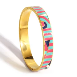 New Style Colorful Enamel Painted Bracelet Stainless Steel Colored Painted Bangles for Women Men Unisex Waterproof Cuff Jewelry