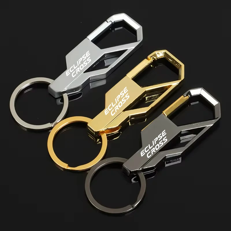 for  Mitsubish eclipse cross iAccessories zinc alloy car key chain, Creative metal decoration, Gold key ring, Gift,