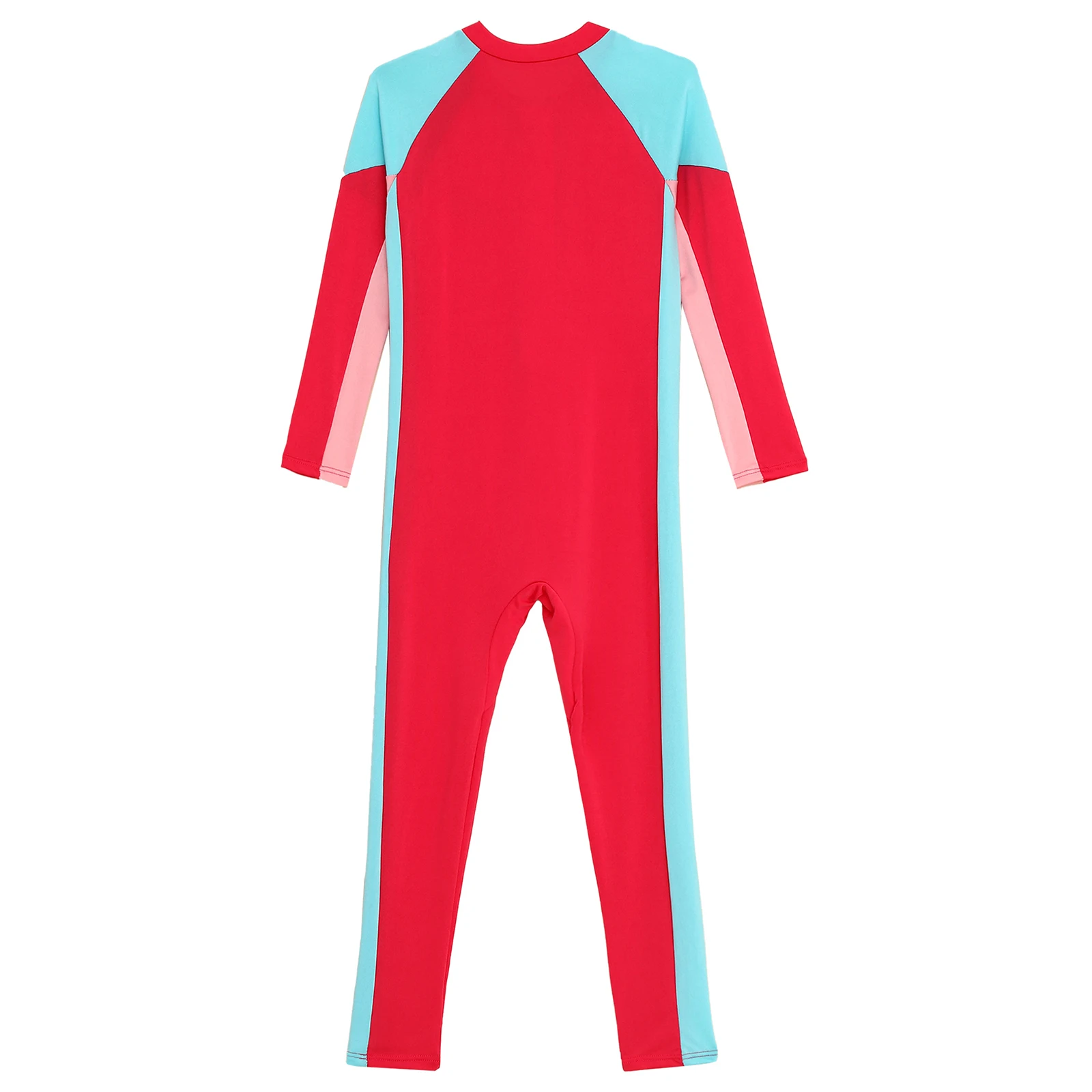 Costume da bagno intero per bambina costume da bagno a maniche lunghe con cerniera ad asciugatura rapida costume da bagno sportivo da spiaggia per tutto il corpo