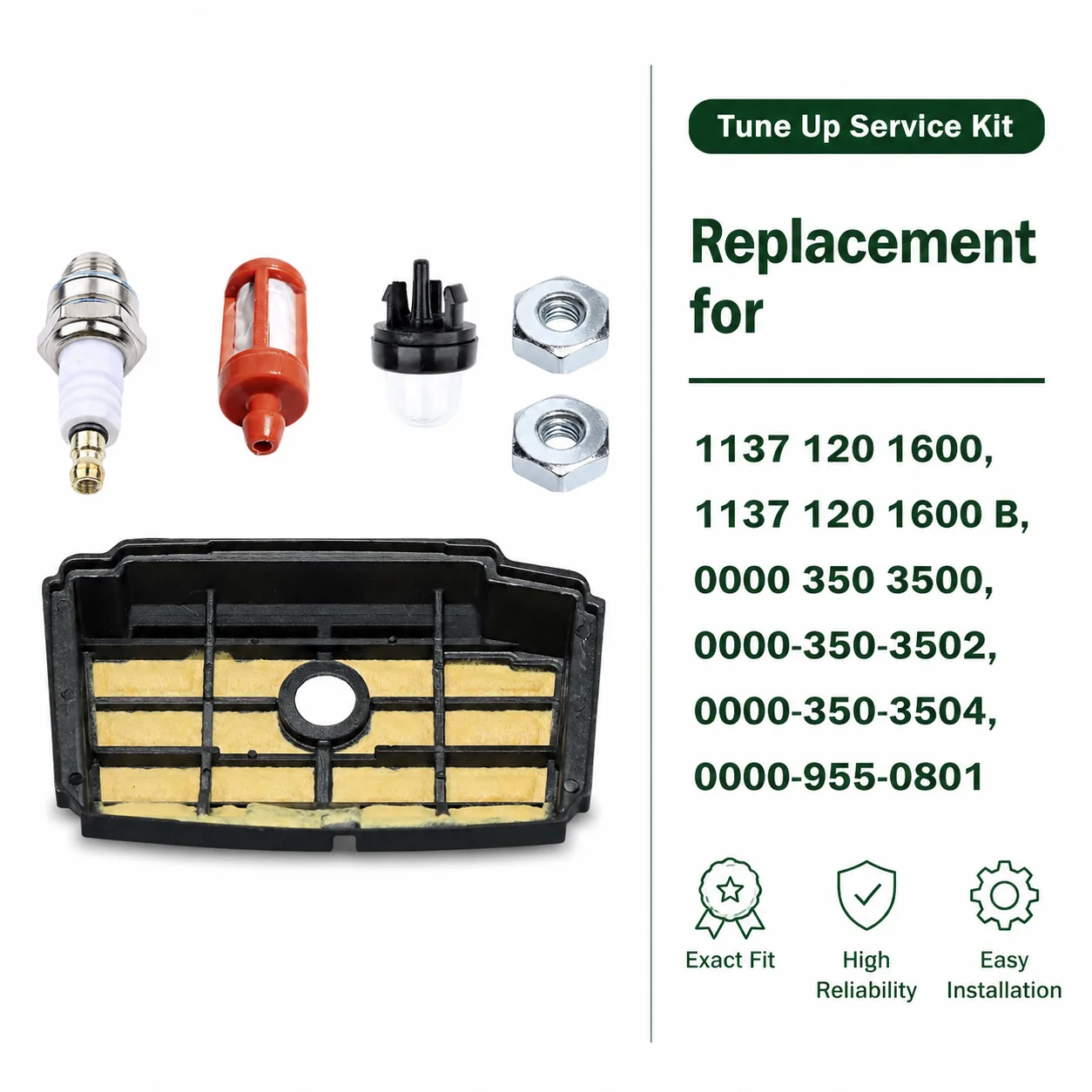 Air Filter Tune Up Kit For Stihl MS192T MS192TC MS192 Chainsaw 11371201600 Fleece Air Cleaner Spark Plug Fuel Filter Saw Parts