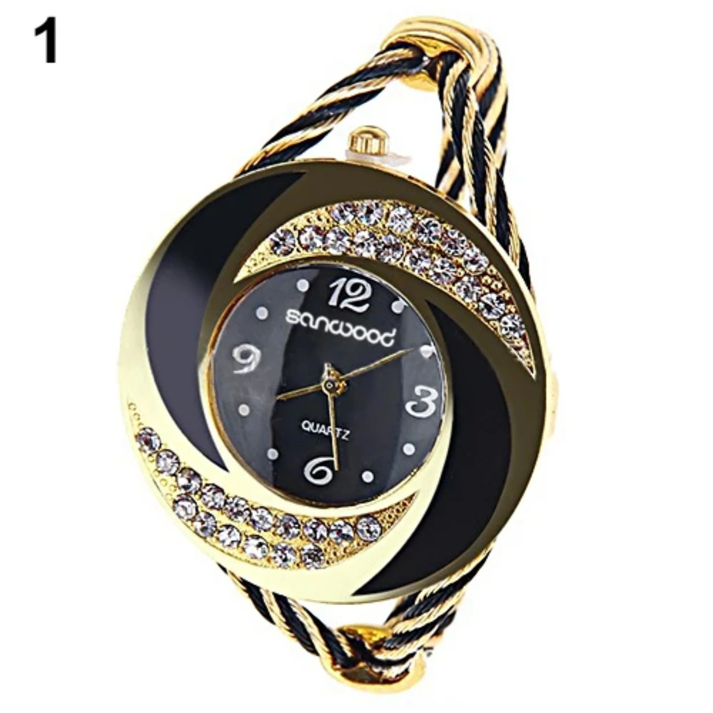 Rhinestone Whirlwind Design Metal Weave Clock female Dress Girls Quartz Watch Women Bracelet Ladies Wrist watch Gold