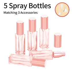 5개 + 액세서리 3개 10ml 미니 리필형 향수병, 스프레이병 5개, 깔때기 1개, 스프링이 있는 빨대 1개 및 디스펜서 1개