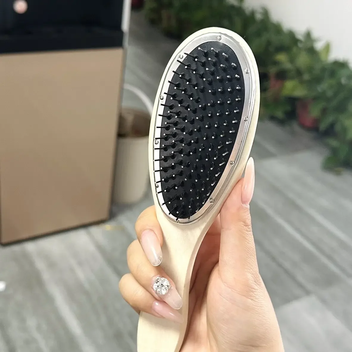 Pente ondulado de cabelo grande de aço, antiestático, portátil, preto, cabeleireiro, ferramenta de estilo de destaque,