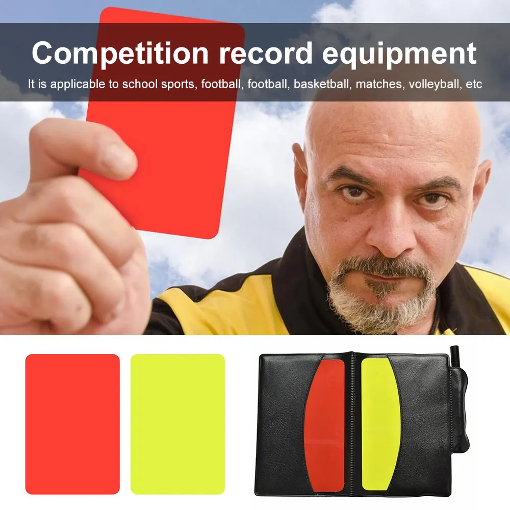 Football Soccer Referee Card Sets Warning Referee Red and Yellow Cards with Wallet Score Sheets Notebook Judge Accessories