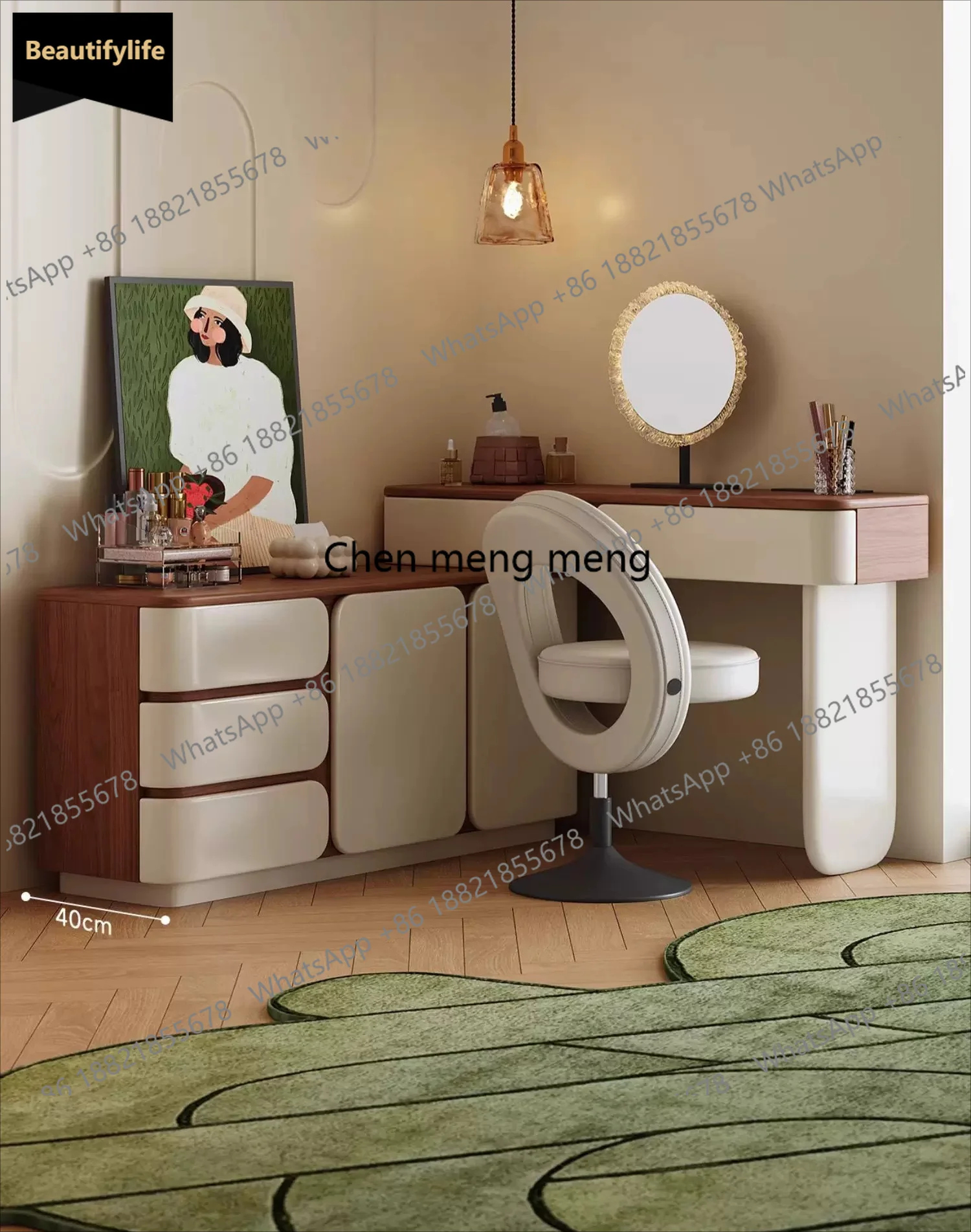 

b567 Medieval cream style dresser, chest storage integrated, new high-end bedroom makeup table