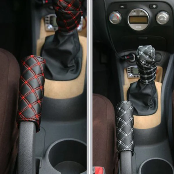 

Pu Gear Knob Covers Red Black 12.5X4.5Cm 10X6.5Cm Double Sided Sticky Easy Install For Most Cars Cover