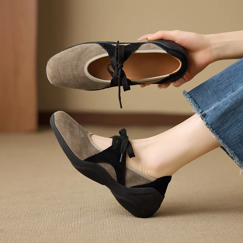 

DIMANYU Women's Mary Jane Shoes 2026 New Spring Casual Loafers Women's Color-Blocked Low-Cut German Training Shoes Women