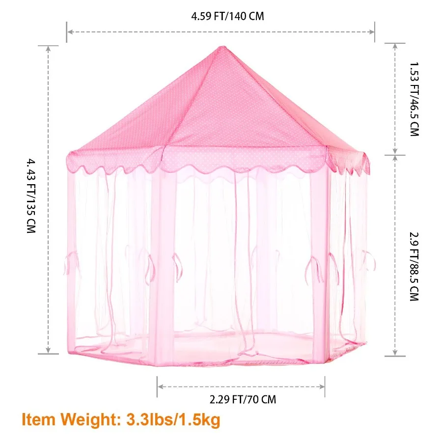 Tentes de jeu princesse pour filles, château de princesse, maison de jeu, utilisation intérieure et extérieure