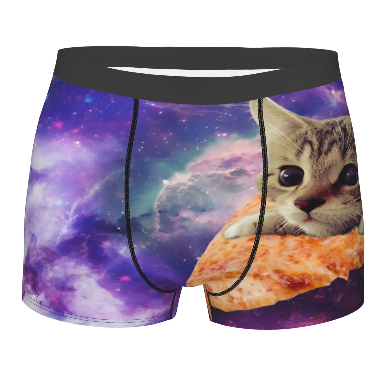 Galaxy Pizza Cat Print Men's Underwear Healthy Soft Comfortable High-Quality Men's Briefs Stylish Trendy Casual Sports Panties
