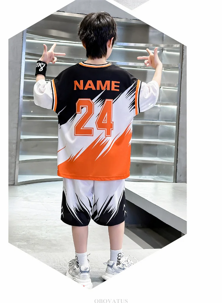 Schüler-Sportbekleidungsset für den Sommer Kinder-Sporttrikot Jungen-Team-Basketballanzüge Kinderkleidungsset Uniform 2-teiliger Trainingsanzug – Detail 11