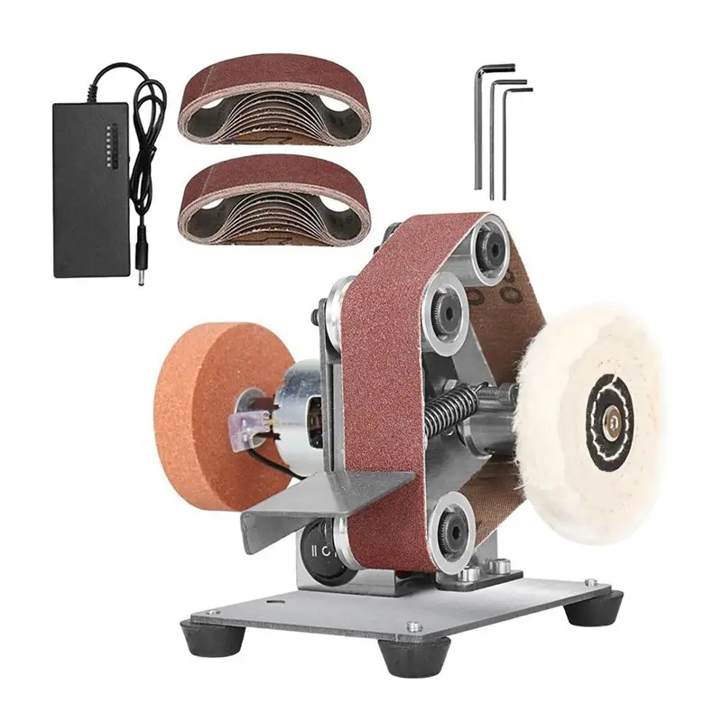 

A93Z Mini Belt Sander Electric Sanding Polishing Grinding Machine 7 Variable Speed For Polishing Wood Accessories