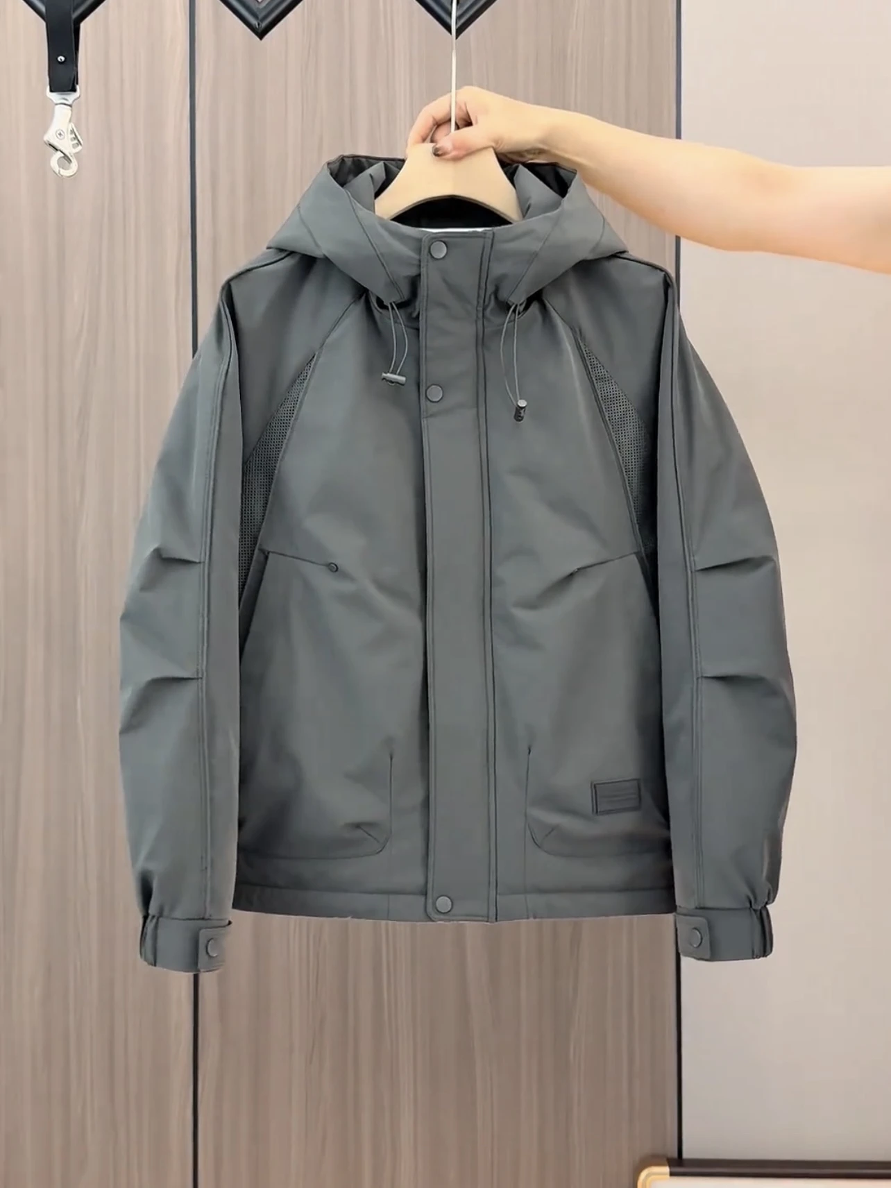 

Зимняя американская уличная куртка-пэчворк с капюшоном, рабочая одежда, хлопковая куртка для мужчин, свободная, роскошная, теплая, хлопковое пальто, верхняя одежда