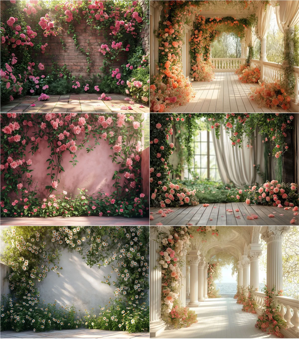 Fondo de fotografía Retro de primavera, telón de fondo para recién nacido, Baby Shower, cumpleaños, pastel, Smash, patrón de pared de flores rosas