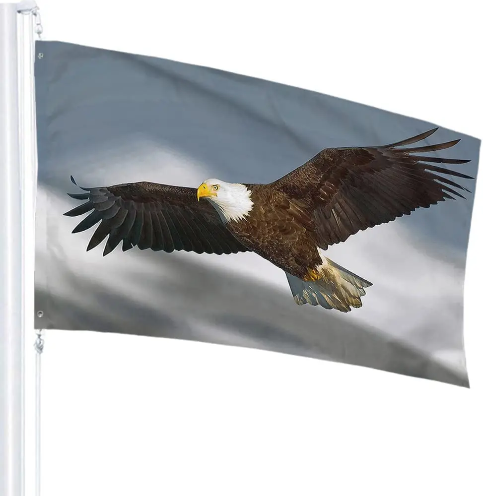 Eagle Flag Bird Bald Eagle Flying in The Sky Snow Mountain Outdoor Flags Large Welcome Yard Banners Home Garden Yard Lawn Decor