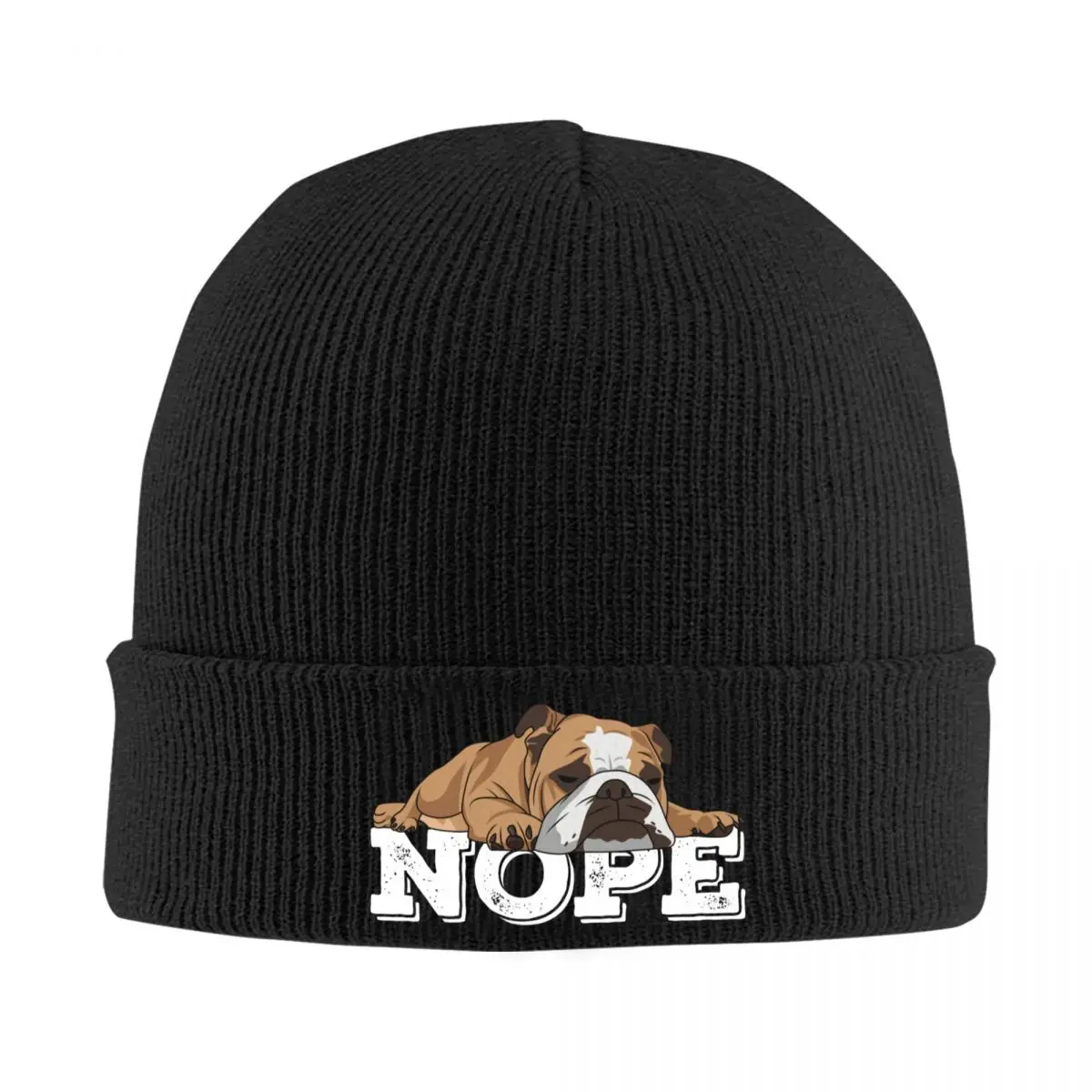 Custom French Bulldog Says Nope Bonnet Hat Cool Knitted Hat Men Women Unisex Funny Animal Dog Winter Warm Skullies Beanies Caps