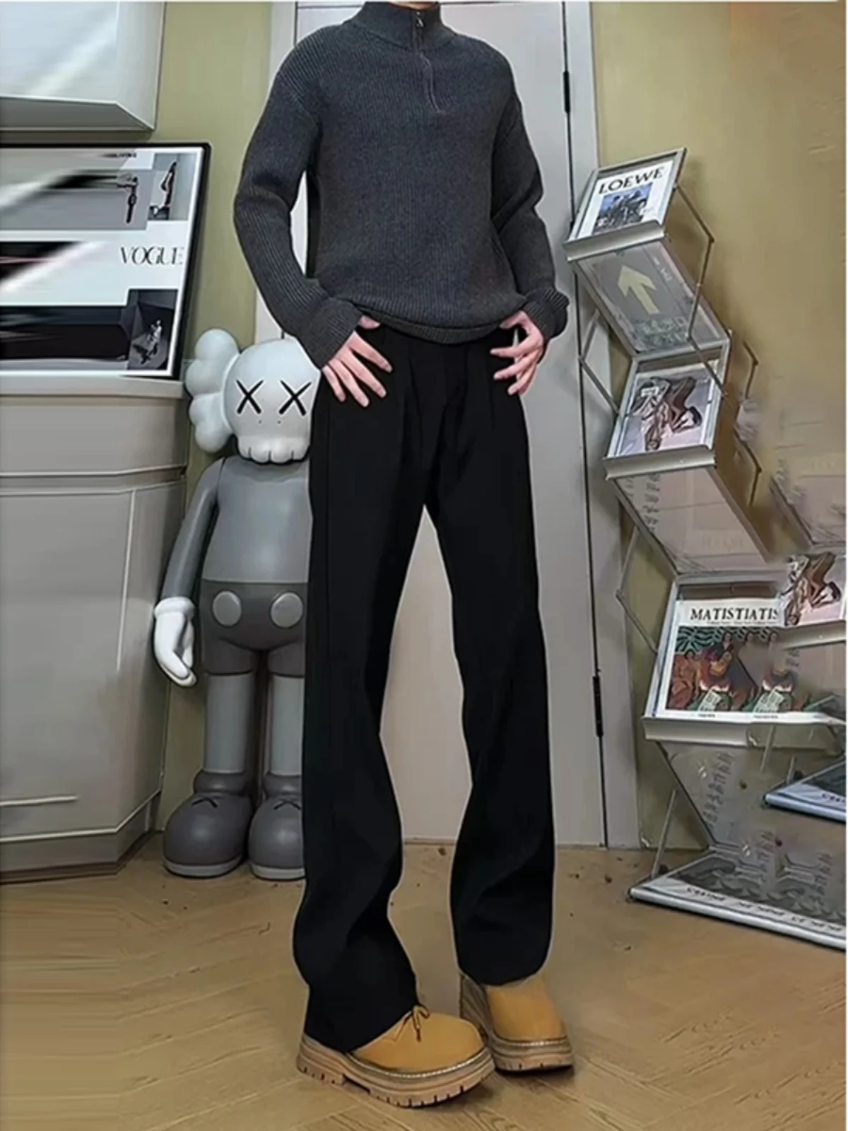 

Брюки Bla Le Blade, расклешенные, мужские, весна-осень, на подкладке, повседневные, прямые, молодежные, модные, брендовые, износостойкие