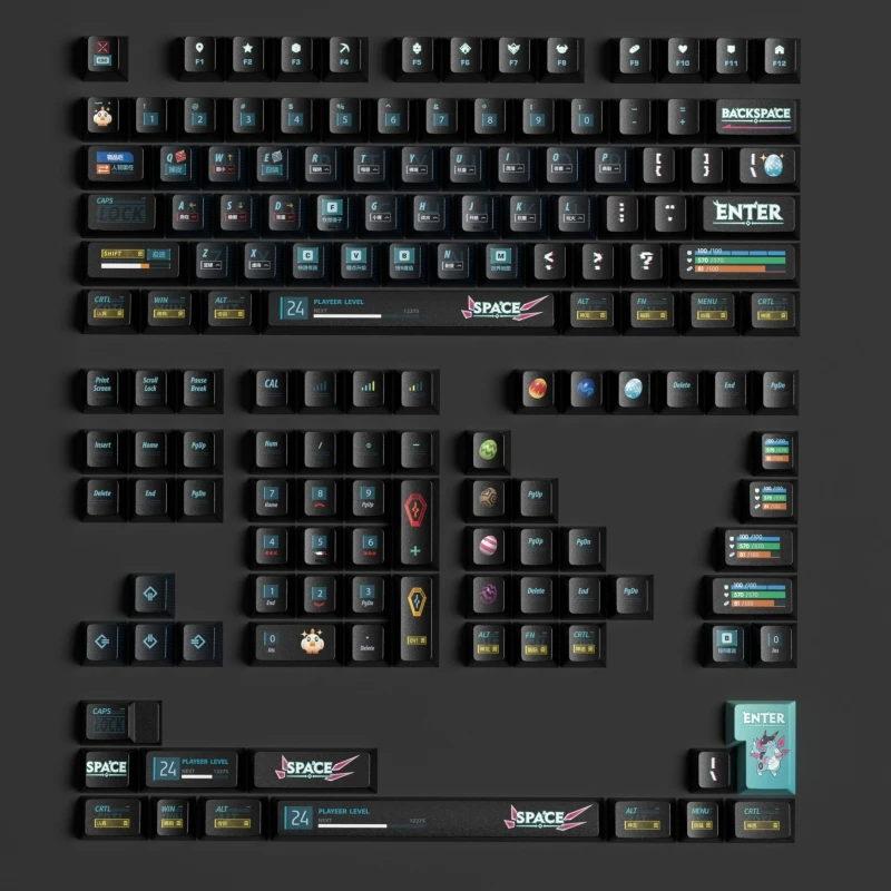 

Оригинальная высота Monster, 146 клавиш, пятисторонние колпачки для сублимации из ПБТ, колпачки для ключей с разделенным пространством 7U