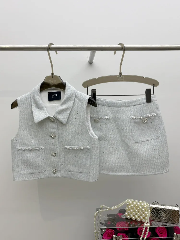 

3pcs/pack Wholesale Drop Shipping Newest High Quality French Fashion Women 2 Piece Sets Tweed Collection3pcs/pack