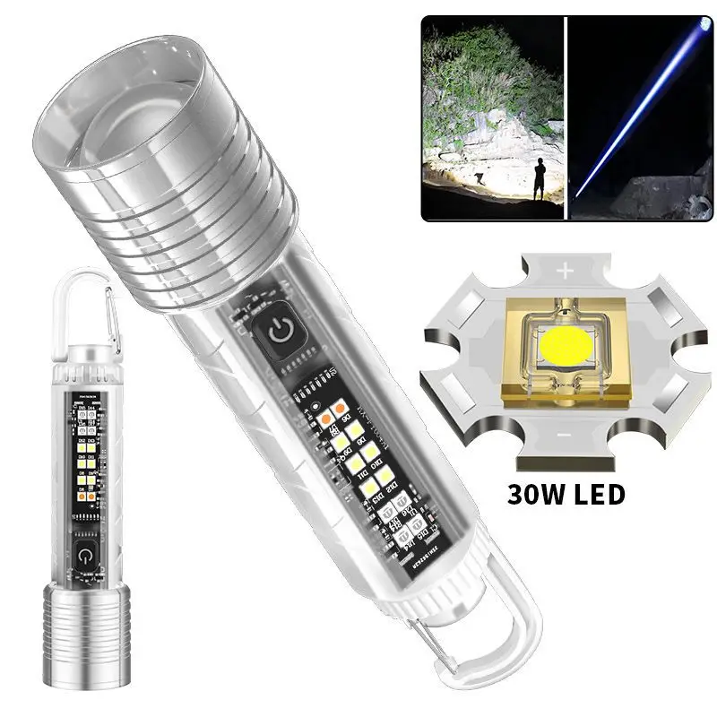 

Powerful P50 LED Flashlight Type-C USB Rechargeable Flashlights Camping Light Built-in 18650 Battery Powered Torch Waterproof