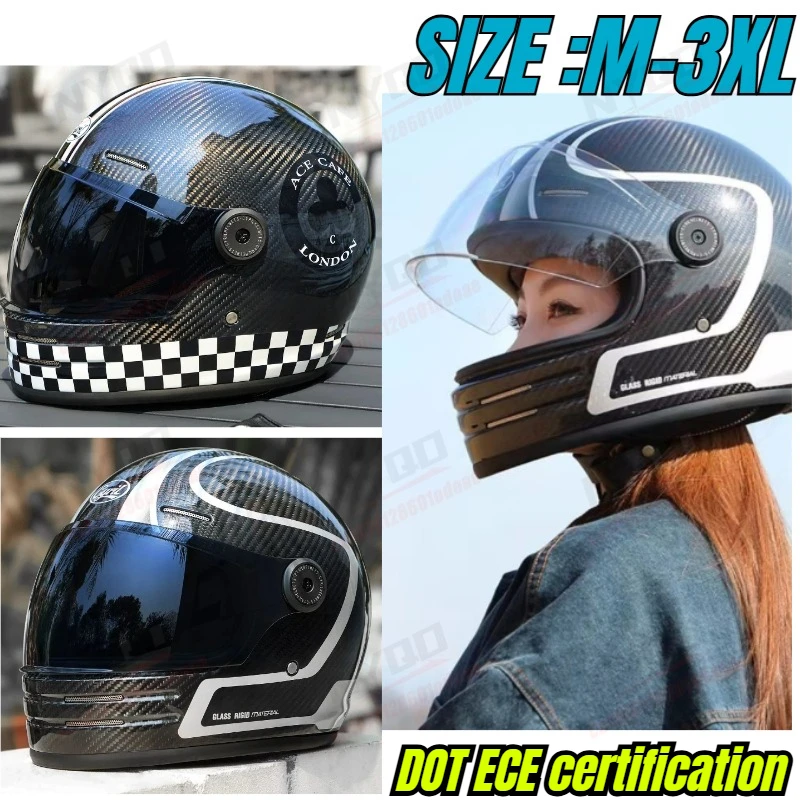 

CYRIL Fiber Helmet Full Face Helmet Cover Retro Helmet Men and Women Motocross Cool Locomotive Casco Capacete DOT ECE Carbo
