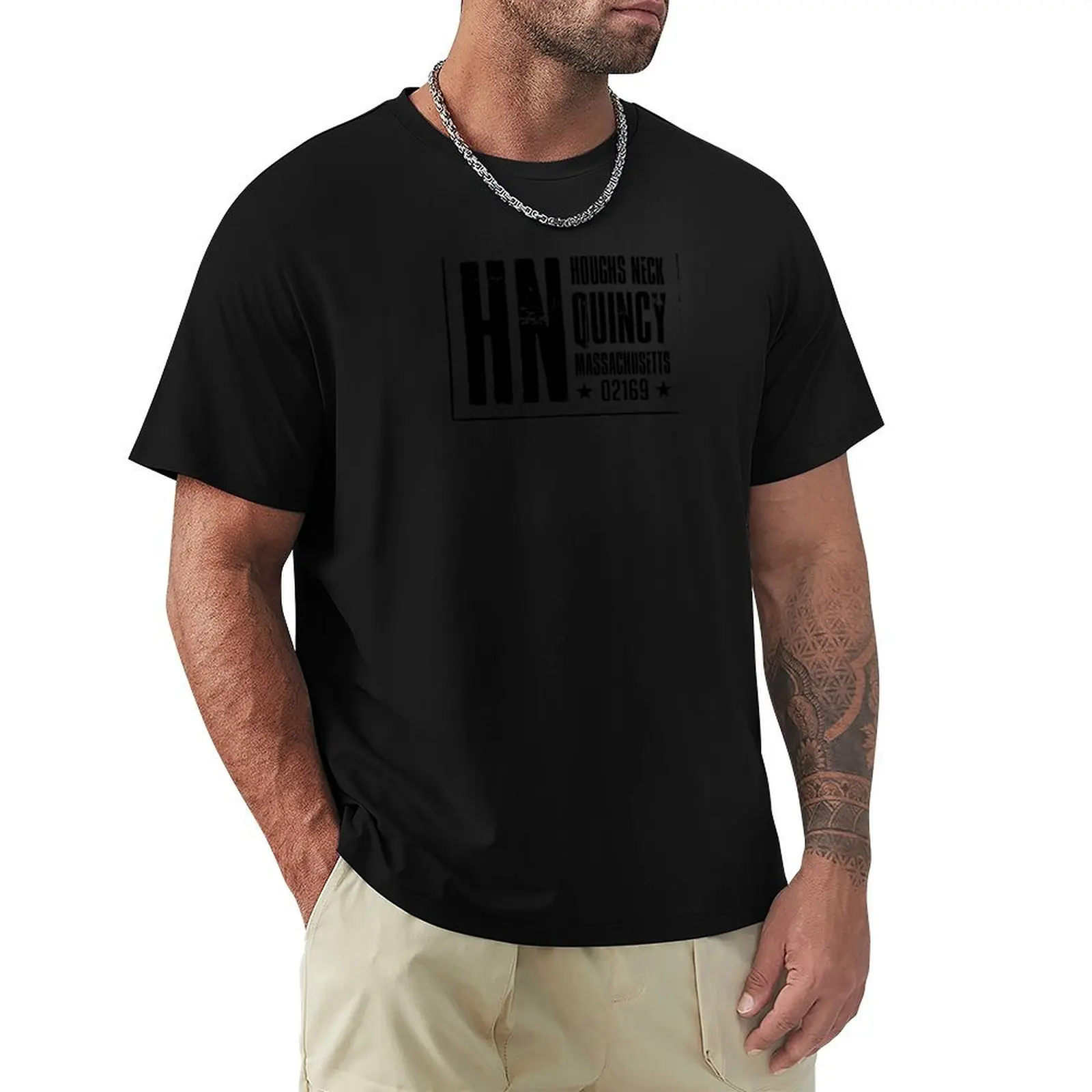 Houghs Neck Box Stamp T-Shirt Functional Casual Short Sleeve Tee