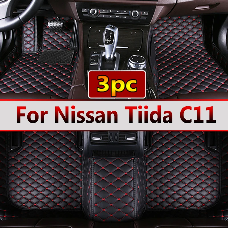 

Автомобильные коврики на заказ для Nissan Tiida C11 2004 2005 2006 2007, авто роскошные кожаные мужские и женские автомобильные коврики с полным покрытием