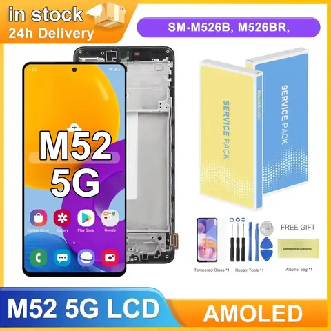 6.7"AMOLED M52 5G Display Screen Replacement, for Samsung Galaxy M52 5G M526 M526B Lcd Display Digital Touch Screen Assembly